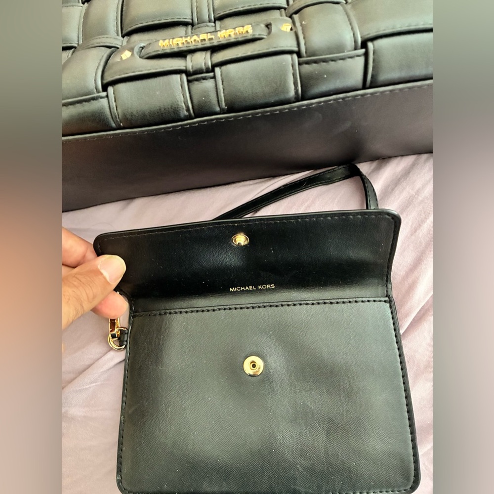 Michael Kors Black Quilted Tote With Wallet! - Picture 9 of 16